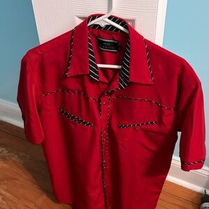 Red Casual Button Down Shirt